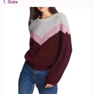 Women's Colorblock Sweater - Gray, Pink, and Brown